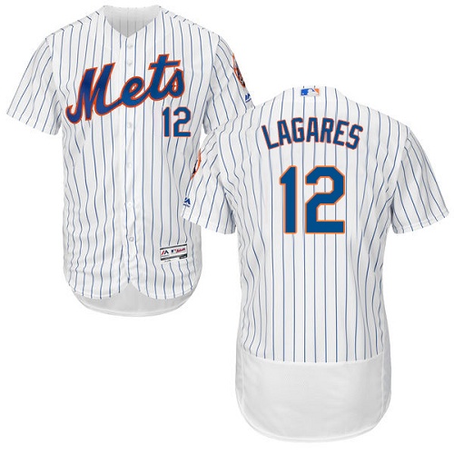 Mets #12 Juan Lagares White(Blue Strip) Flexbase Authentic Collection Stitched MLB Jersey - Click Image to Close